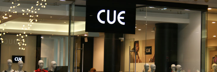 CUE - shopping centre shop front light box signs